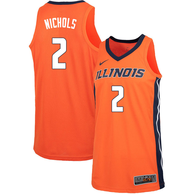 Men #2 Kipper Nichols Illinois Fighting Illini College Basketball Jerseys Sale-Orange